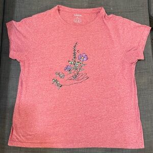 Pink Floral Design Short Sleeve T-Shirt - Size XL